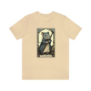 Rat T Shirt, The Hermit Tarot Card Shirt, Rat Graphic Tee, Tarot T Shirt, Bookish, Rat, Bookish Gift, Reading T Shirt, Rat Mom Gift, Witchy Soft Cream