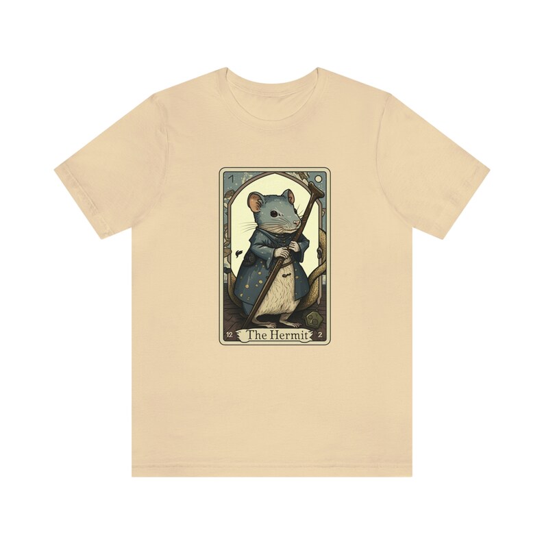 Rat T Shirt, The Hermit Tarot Card Shirt, Rat Graphic Tee, Tarot T Shirt, Bookish, Rat, Bookish Gift, Reading T Shirt, Rat Mom Gift, Witchy Soft Cream