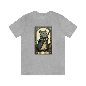 Rat T Shirt, The Hermit Tarot Card Shirt, Rat Graphic Tee, Tarot T Shirt, Bookish, Rat, Bookish Gift, Reading T Shirt, Rat Mom Gift, Witchy Athletic Heather