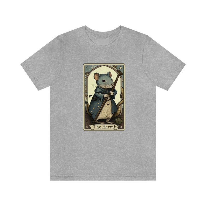 Rat T Shirt, The Hermit Tarot Card Shirt, Rat Graphic Tee, Tarot T Shirt, Bookish, Rat, Bookish Gift, Reading T Shirt, Rat Mom Gift, Witchy Athletic Heather
