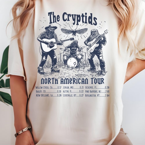 The Cryptids Band Tee, Bigfoot Shirt, Appalachia Shirt, Cryptid Gift, Cryptozoology, Jersey Devil, Novelty Band Tee, Graphic T-Shirt For Him