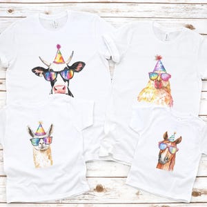 Farm Theme First Birthday Shirts, Family Matching Barn Birthday T-Shirt, Cow 1st Birthday Tee, Barn Theme Party, Horse, Chicken, Llama Bday