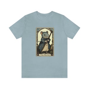 Rat T Shirt, The Hermit Tarot Card Shirt, Rat Graphic Tee, Tarot T Shirt, Bookish, Rat, Bookish Gift, Reading T Shirt, Rat Mom Gift, Witchy Light Blue