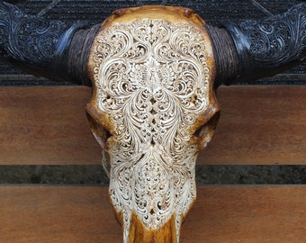 Teschio Testa Di Bufalo In Resina - 14x40cm Grigio/Bianco Per Decorazione - Foto 5