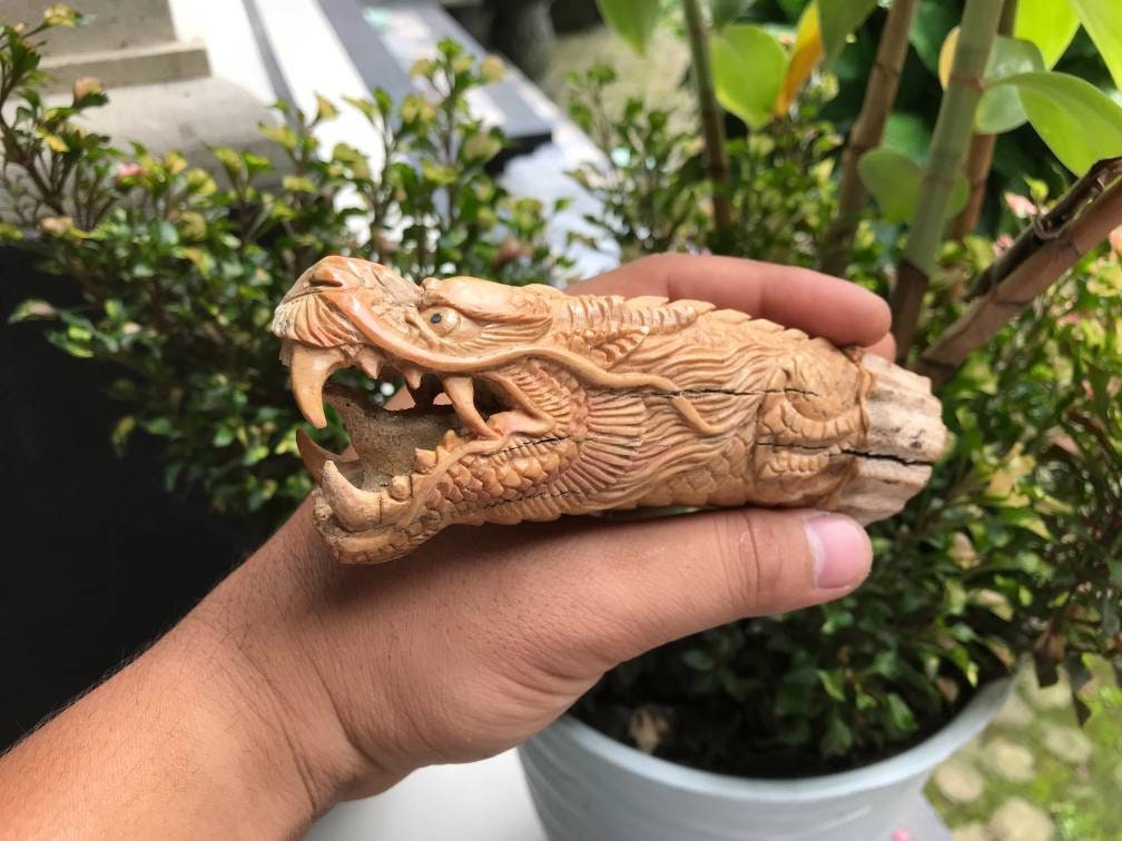 角の彫刻 - ナイフのハンドル用の本物の手彫りのドラゴン。 - Etsy 日本