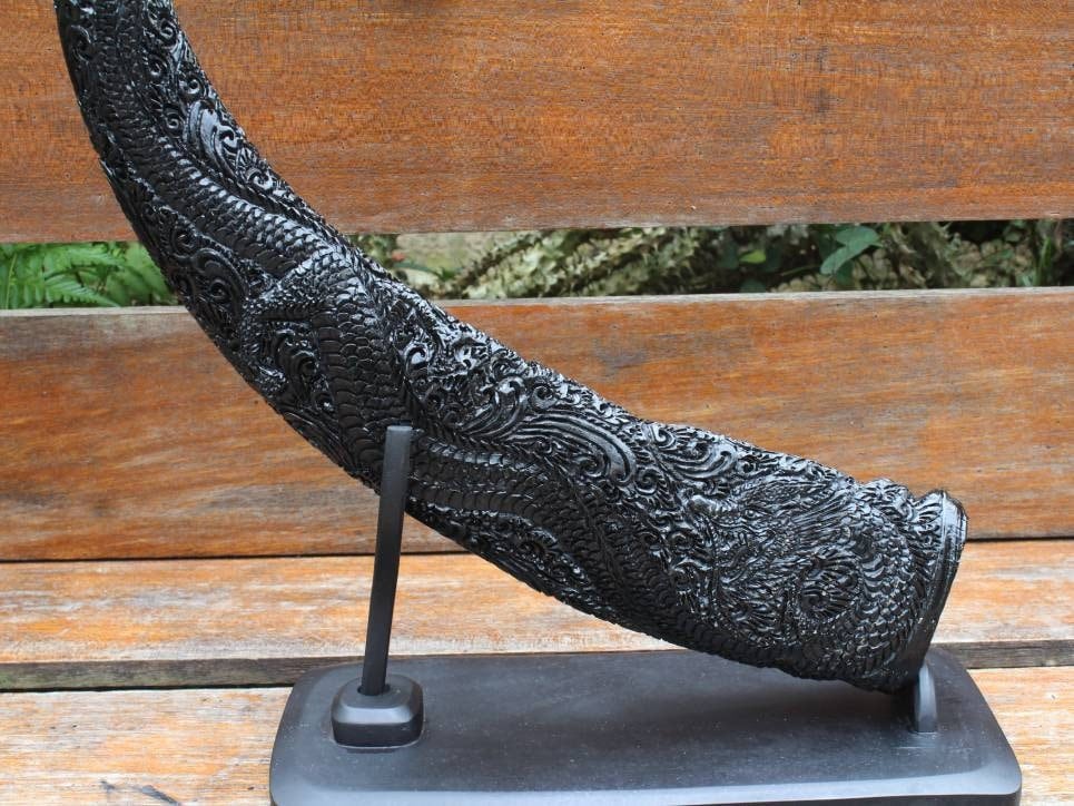Hand Carved Water Buffalo Horn: Dragon Motif Decor - Etsy