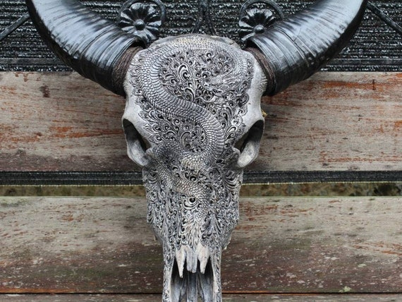 Intricately Carved Buffalo Skulls Dragons Intricately Carved Buffalo Skulls Dragons