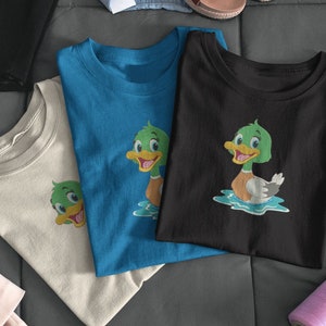 Camisa bordada, presente bordado, camisa bordada de pato, camisa fofa da família do pato selvagem, bordado de pato, camisa bordada natural, presentes