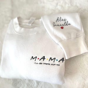 Custom Embroidered Sweatshirt, Mama Embroidered Sweatshirt, Custom Embroidery Date, Custom Embroidery Sleeve, Personalized Embroidered