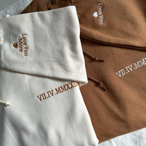 Personalized Embroidery Hoodie, Roman Numeral Hoodie, Personalized Couples Gifts, Anniversary Gifts, Embroidered Couples Hoodie