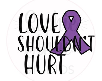 Love Shouldn't Hurt Purple Ribbon Awareness Glitter Sparkle Digital Download File - One PNG File