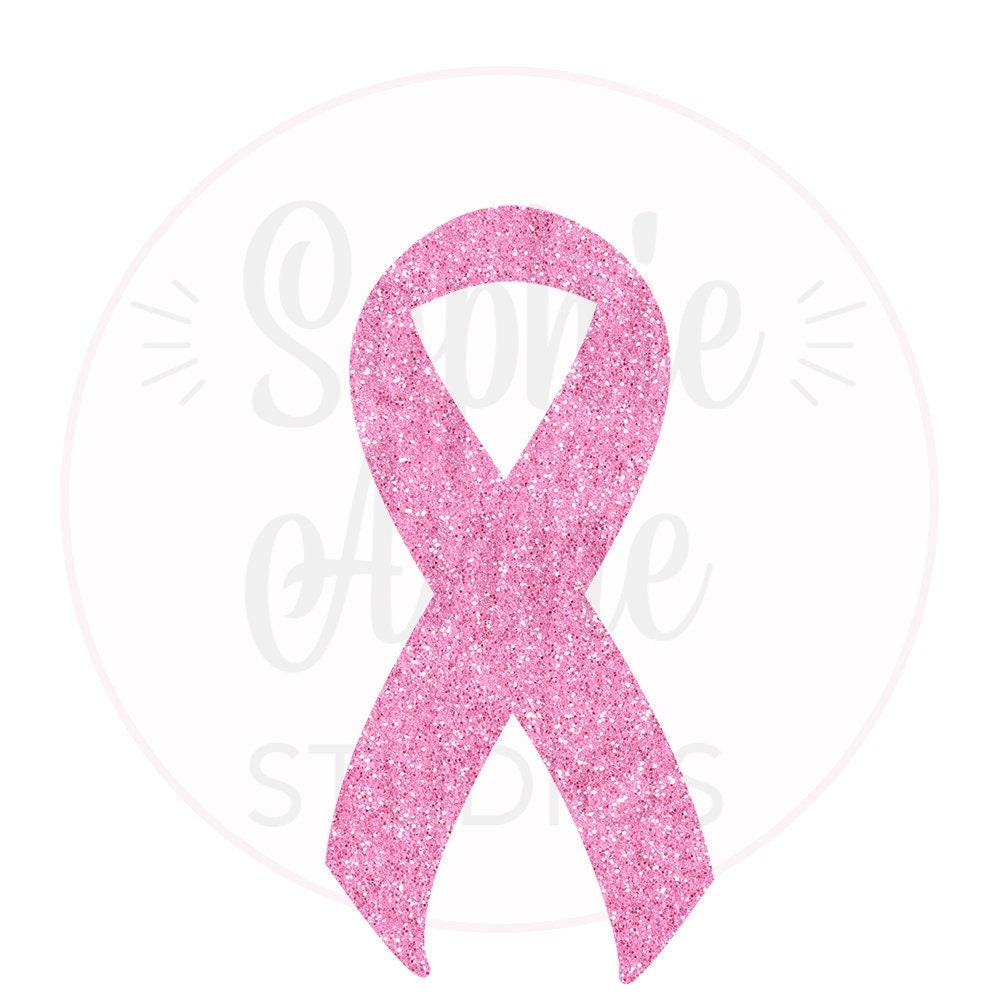 Pink Ribbon Awareness Glitter Sparkle Digital Download File One PNG