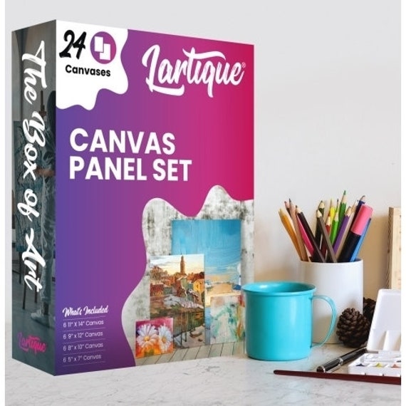 Lartique Multi-pack Various Sizes White Cotton Canvas Panels 24 Blank  Primed Painting Canvases for Wet & Dry Art Media, Art Supplies Kit 