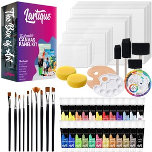 Incraftables Canvas Paint Set. Acrylic Painting Kit w/ White Canvas, Brush, Acrylic Colors and Palette, Size: 12 x 12