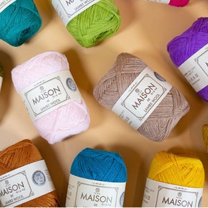 Maison 100% Lammwolle Garn, 50g, 50 Farben, 6 Poly, koreanisches Garn, Wollgarn, Lammfaser, Strickgarn, Strickwolle, Naturfasergarn