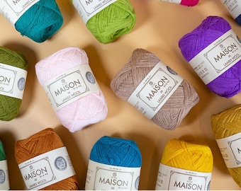 Maison 100% Lamb Wool Yarn, 50g, 50 Colors, 6 Poly, Korean Maison 100% Lamb Wool Yarn, 50g, 50 Colors, 6 Poly, Korean
