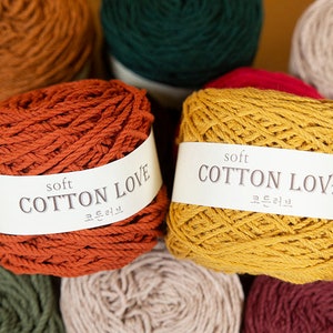 Premium Soft Cotton Yarn, Cotton 100% , 80g, 48 Colors, Cotton Yarn for Baby, Korean Yarn, Knitting Yarn, Crochet Yarn, Scrubby Yarn