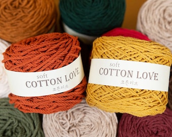 Premium Soft Cotton Yarn, Cotton 100% , 80g, 48 Colors, Cotton Yarn for Baby, Korean Yarn, Knitting Yarn, Crochet Yarn, Scrubby Yarn