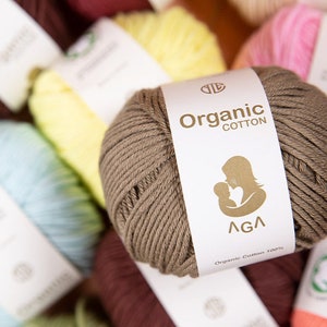 GOTS Organic Cotton Yarn, 30g, 56 Colors, Certified Cotton Yarn, Organic Cotton Yarn, Knitting Yarn, Crochet Yarn, Korean yarn