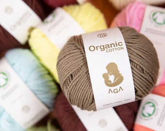 GOTS Organic Cotton Yarn, 30g, 56 Colors, Certified Cotton Yarn, Organic Cotton Yarn, Knitting Yarn, Crochet Yarn, Korean yarn