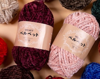 Velvet Yarn, 100g, 25 Colors, Microfiber Yarn, Shiny Soft Yarn, Korean Velvet Yarn / Plush Knitting & Crochet Yarn
