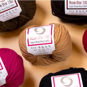 100% Super Washed Wool Yarn, 50g, 14 Colors, Korean Yarn, Wool Yarn, Lamb Fiber, Knitting Yarn, Knitting wool, Natural fiber yarn