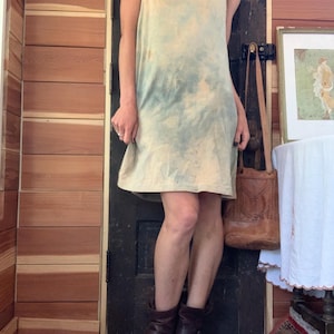 Handmade and hand-dyed cotton indigo slip dress