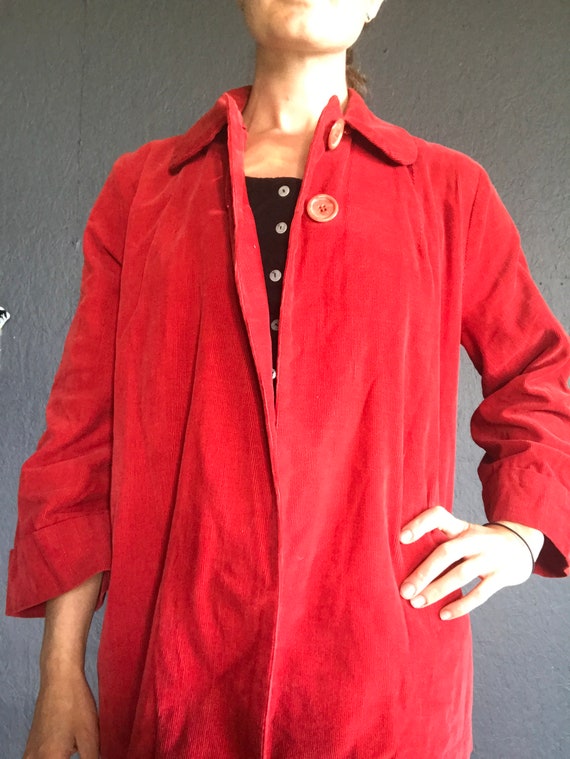 Adorable Handmade 60s Red Corduroy Coat - image 2