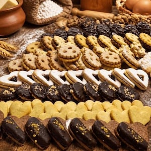 Coffret de pâtisseries fines FeinLand de 2 kg, biscuits et gâteaux comme faits maison (37 €/kg). Assortiment de pâtisseries pour toutes les occasions, grand plateau de rangement.