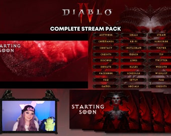 DIABLO 4 Animated Stream Pack - Overlays Scenes Webcam Border Panels Twitch Youtube Kick Discord  Gothic Devil Diablo IV Package Horror