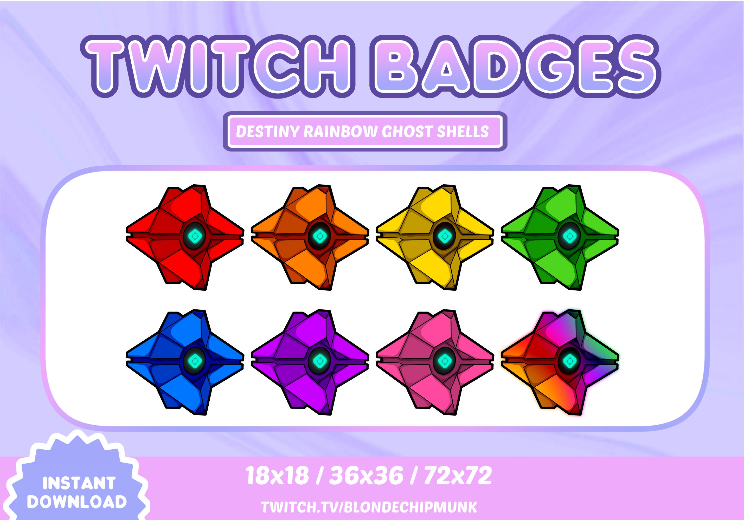 Destiny 2 Rainbow Ghost Shell Sub / Bit Badges for (Download Now) 