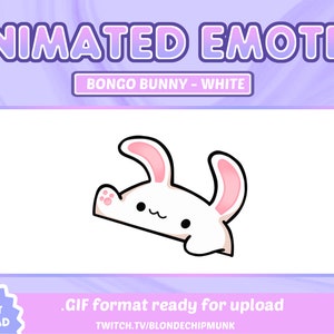 White ANIMATED Bongo Bunny Rabbit Emote - Twitch YouTube Discord - Cute Kawaii Jump Bun Bunnies Pat Dance Cat