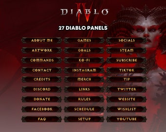 DIABLO 4 Stream Panels - About Panels Twitch Youtube Kick Discord Gothic Devil Diablo IV Rustic Horror Lillith Necromancer x27