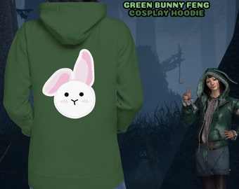 Dead by Daylight Feng Min Bunny Green Cosplay Unisex Hoodie (No Ears) Green Bunny Feng DBD Happy Go Lucky Skin Hooded Sweatshirt Jumper