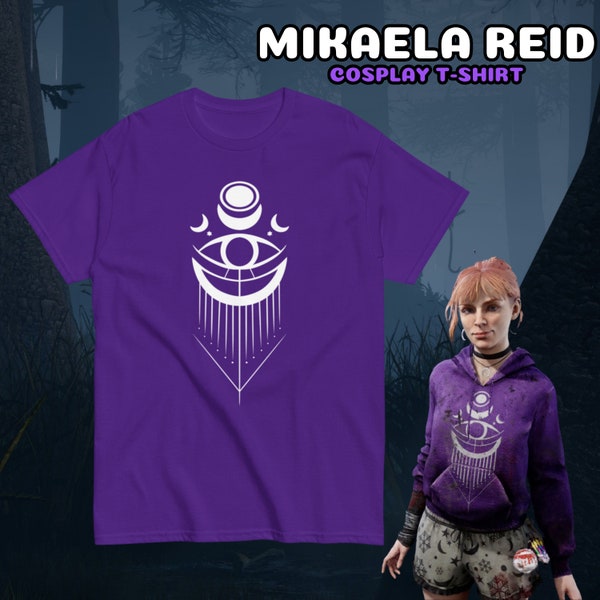 Mikaela Reid Lazy Pyjamas Pyjamas Cosplay T-Shirt Dead By Daylight DBD Gaming Gamer Cosy Break Unisex Lila Geschenk Top Tee Niedlich Lila Okkult