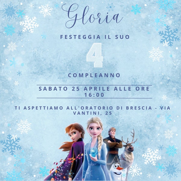 Invito Digitale Compleanno Tema Frozen\Digital Invitation for a Frozen Theme Birthday.