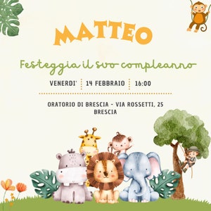 Invito Digitale Compleanno Tema Giungla Safari\Jungle Safari Theme Birthday Digital Invitation