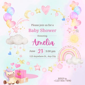 Digital Invitation Baby Shower theme Unicorn/Invito Digitale per Baby Shower a tema unicorni