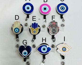 evil eye, The hamsa hand, Spiritual hand, protection retractable badge reel