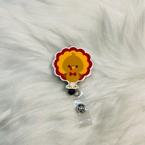 Turkey thanksgiving badge reel, retractable, Badge holder, ID holder