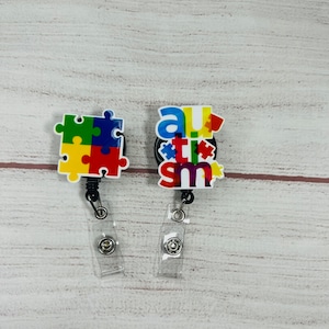 Autism awareness, Puzzle piece retractable badge reel