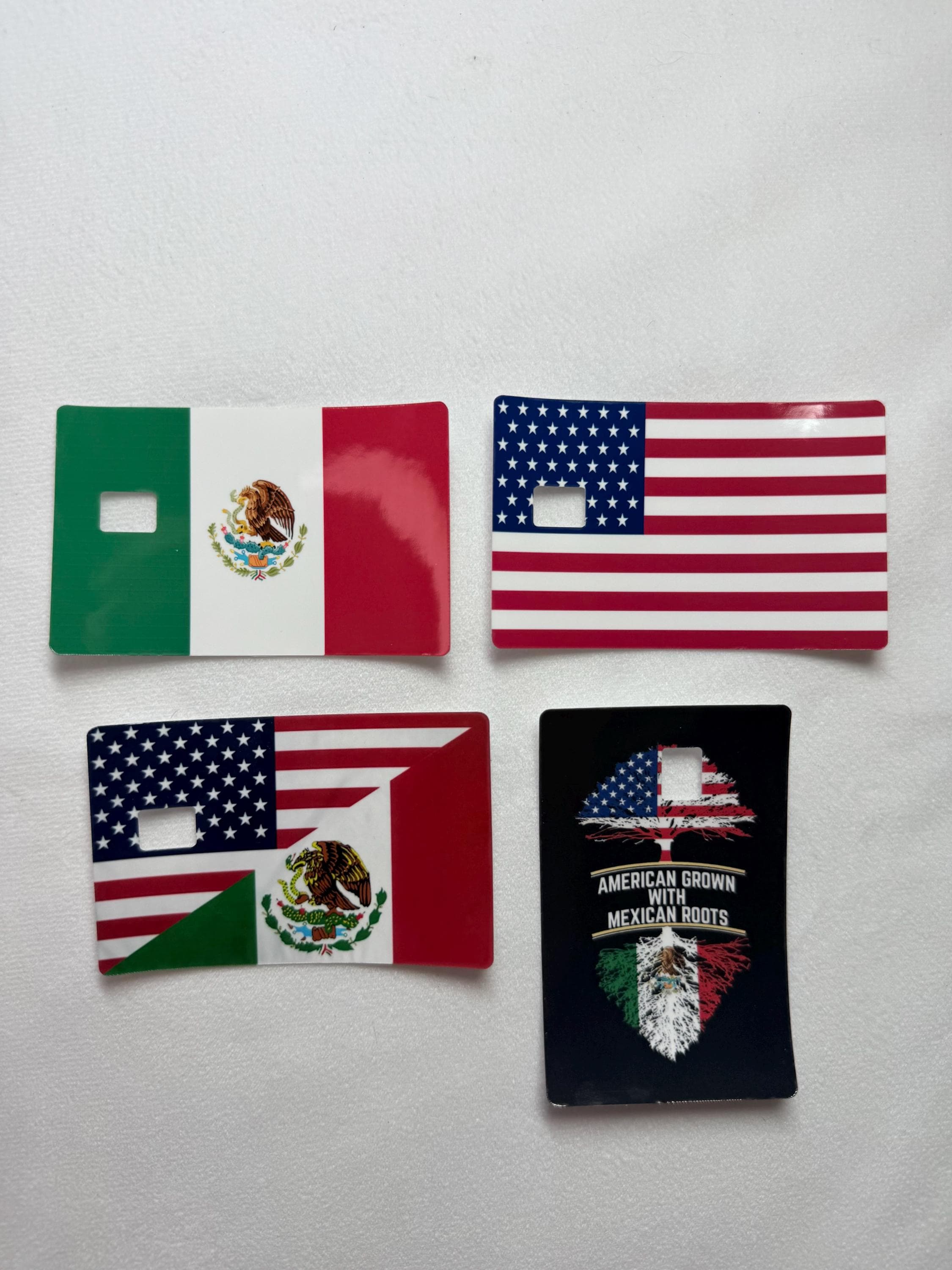 American flag, Mexican Flag card skin sticker