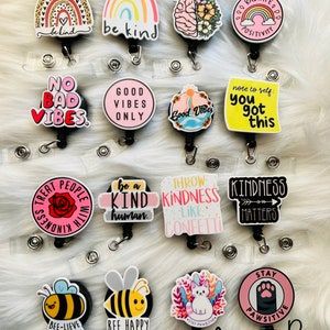 Be a kind human, Bee happy badge reel, retractable badge reel