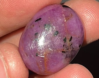 Natural Red Ruby Star Cabochon: 34.60 Carat Oval Gemstone