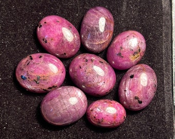 Natural Red Ruby Cabochon Lot: Oval Star Sheen Gemstones (96.85 Carat)