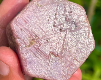 RUBY Raw Crystal - Sacred Geometry, Hexagon Ruby, Raw Ruby, Record Keeper, Crystal Birthstone Triangle Formation Specimen 770.40 Carat.