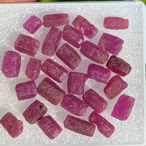 Natural Ruby Rough, 9to10MM Precious Ruby Sticks, Fine Quality Raw, Healing Crystal,Loose Rock,Gemstone Beads,Earthmined Minerals 27 Pcs Lot