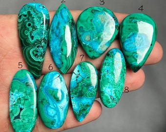 Malachite Chrysocolla Cabochon Natural Malachite Chrysocolla Cabochon Gemstone Chrysocolla Malachite Flatback Cabochon Birthstone Gemstone.