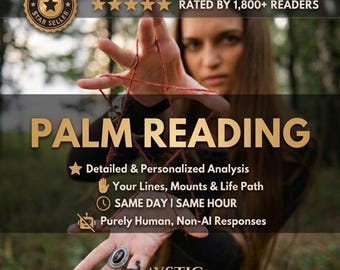 Palm Reading, Same Hour Palmistry, Life Line Heart Line Head Line Analysis, Detailed Psychic Hand Reading, NO AI, PDF