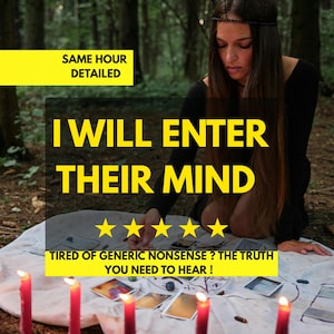 Pode incluir: Imagem com o texto "I WILL ENTER THEIR MIND" em letras amarelas. A imagem também inclui o texto "SAME HOUR DETAILED" e "TIRED OF GENERIC NONSENSE? THE TRUTH YOU NEED TO HEAR!". Existem cinco estrelas douradas.